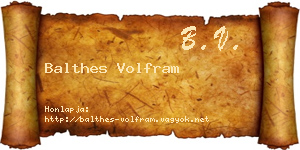 Balthes Volfram névjegykártya
